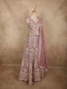 Soft Rose Quartz Pink Floral Embroidered and Stone Embellished Design Net Lehenga With Net Dupatta
