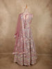Soft Rose Quartz Pink Floral Embroidered and Stone Embellished Design Net Lehenga With Net Dupatta