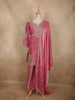 Soft Rosewood Pink Beads and Mirror Embroidered Design Organza Sharara Suit With Dupatta
