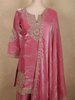 Soft Rosewood Pink Beads and Mirror Embroidered Design Organza Sharara Suit With Dupatta
