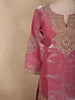 Soft Rosewood Pink Beads and Mirror Embroidered Design Organza Sharara Suit With Dupatta