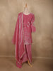 Soft Rosewood Pink Beads and Mirror Embroidered Design Organza Sharara Suit With Dupatta
