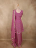 Soft Rosewood Pink Floral Beads Embroidered Design Organza Palazzo Suit with Dupatta