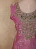 Soft Rosewood Pink Floral Beads Embroidered Design Organza Palazzo Suit with Dupatta