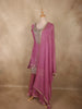 Soft Rosewood Pink Floral Beads Embroidered Design Organza Palazzo Suit with Dupatta