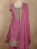 Soft Rosewood Pink Floral Beads Embroidered Design Organza Palazzo Suit with Dupatta