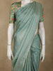 Soft Sage Green Butta Woven Design Soft Tissue Saree with Scalloped Border