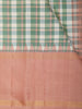 Soft Sage Green Checked Zari Woven Design Pure Kanchipuram Silk Saree with Contrast Border