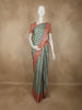 Soft Sage Green Checked Zari Woven Design Pure Kanchipuram Silk Saree with Contrast Border