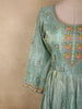 Soft Sage Green Floral Beads Embroidered Design Organza Gown with Dupatta