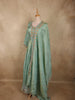 Soft Sage Green Floral Beads Embroidered Design Organza Gown with Dupatta