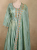 Soft Sage Green Floral Beads Embroidered Design Organza Gown with Dupatta