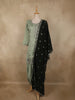 Soft Sage Green Floral Embellished Design Silk Palazzo Suit with Contrast Dupatta