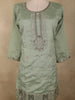 Soft Sage Green Floral Embellished Design Silk Palazzo Suit with Contrast Dupatta