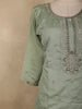 Soft Sage Green Floral Embellished Design Silk Palazzo Suit with Contrast Dupatta