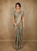 Soft Sage Green Floral Printed Design Semi Tussar Silk Saree