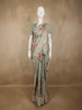 Soft Sage Green Floral Printed Design Semi Tussar Silk Saree