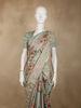 Soft Sage Green Floral Printed Design Semi Tussar Silk Saree