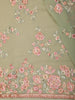 Soft Sage Green Floral Thread Embroidered Design Chiffon Fancy Saree