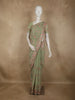 Soft Sage Green Floral Thread Embroidered Design Chiffon Fancy Saree