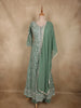 Soft Sage Green Floral Thread Embroidered Design Georgette Bridesmaid Lehenga with Dupatta