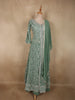 Soft Sage Green Floral Thread Embroidered Design Georgette Bridesmaid Lehenga with Dupatta