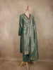 Soft Sage Green Floral Zari Embroidered Design Tissue Salwar Suit with Dupatta