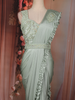 Soft Sage Green Heavy Sequins and Beads Embroidered Design Satin Ready To Wear Saree with Designer Blouse