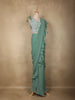 Soft Sage Green Thread Embroidered Design Georgette Ready To Wear Saree with Designer Blouse