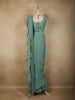 Soft Sage Green Thread Embroidered Design Georgette Ready To Wear Saree with Designer Blouse