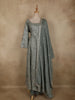 Soft Sage Grey Leaf Sequins Embroidered Design Georgette Palazzo Suit with Dupatta