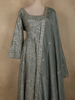 Soft Sage Grey Leaf Sequins Embroidered Design Georgette Palazzo Suit with Dupatta