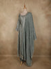 Soft Sage Grey Leaf Sequins Embroidered Design Georgette Palazzo Suit with Dupatta