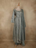 Soft Sage Grey Leaf Sequins Embroidered Design Georgette Palazzo Suit with Dupatta