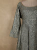 Soft Sage Grey Leaf Sequins Embroidered Design Georgette Palazzo Suit with Dupatta