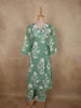 Soft Sage Mint Green Floral Printed Design Cotton Co-ord Set