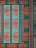 Soft Sage Mint Green Floral Thread Embroidered Design Semi Tussar Saree with Contrast Floral Border