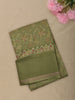 Soft Sage Olive Green Floral and Paisley Printed Design Crepe Saree