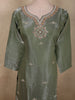 Soft Sage Olive Green Sequins and Beads Embroidered Design Organza Palazzo Suit