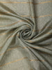 Soft Sage Olive Green Striped Zari Woven Design Pure Tussar Silk Saree with Floral Border