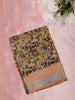 Soft Sand Beige Floral Printed Design Mixed Cotton Saree