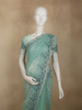 Soft Seafoam Green Geometric Sequins Embroidered Design Net Designer Saree with Floral Border
