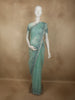 Soft Seafoam Green Geometric Sequins Embroidered Design Net Designer Saree with Floral Border