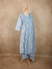 Soft Sky Blue Floral Printed Design Cotton Salwar Suit with Dupatta