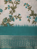 Soft Teal Blue Floral Printed Design Chiffon Casual Saree with Zari Border