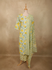 Soft Yellow Floral Printed Design Cotton Straight Cut Salwar Suit with Dupatta