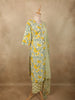 Soft Yellow Floral Printed Design Cotton Straight Cut Salwar Suit with Dupatta
