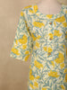 Soft Yellow Floral Printed Design Cotton Straight Cut Salwar Suit with Dupatta