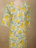 Soft Yellow Floral Printed Design Cotton Straight Cut Salwar Suit with Dupatta