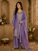 Soft Amethyst Lavender Purple Beads and Mirror Embroidered Design Organza Sharara Suit With Dupatta